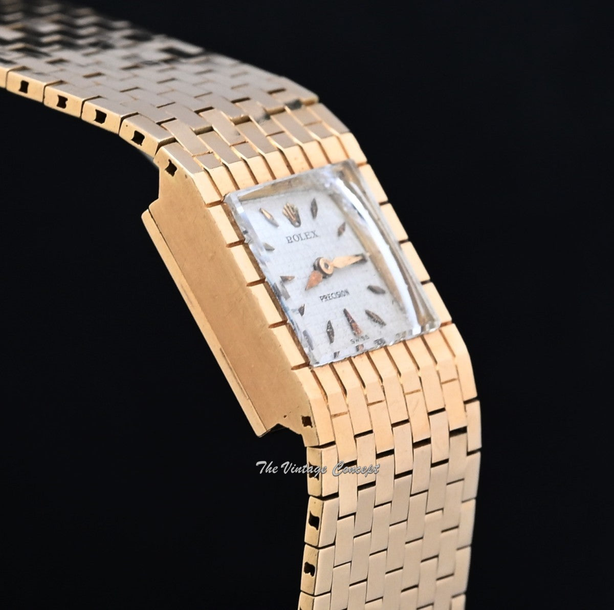 Rolex 18K Yellow Gold Precision Manual Wind Belt Cocktail Dress Watch 8209