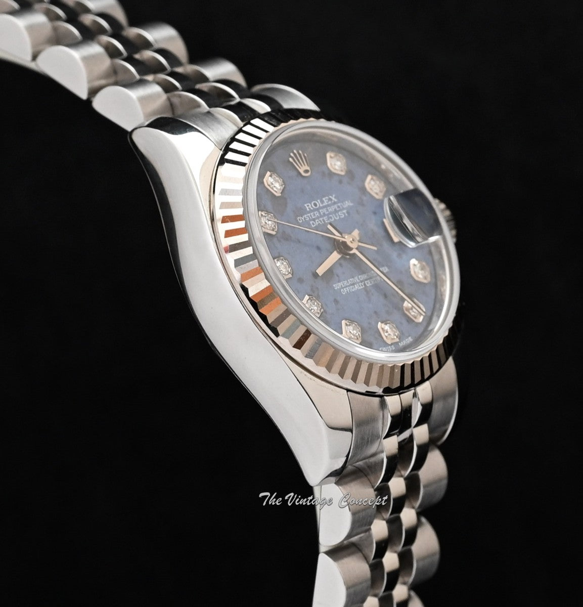 Rolex Lady Datejust Sodalite Stone Dial Diamond Indexes 179174 w/Guarantee Card