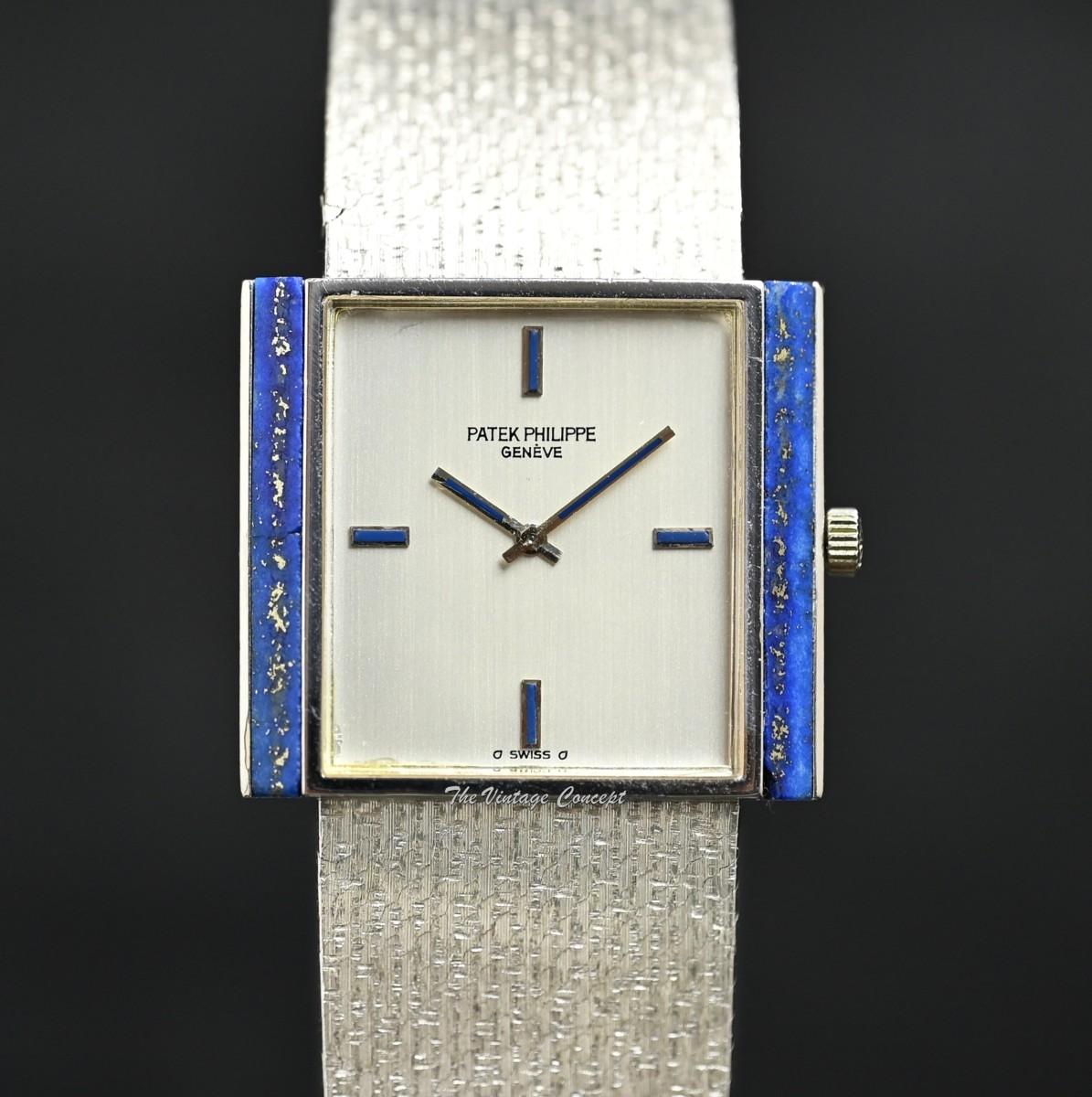 Patek Philippe Gondolo 18K White Gold Silver Dial Lapis Bezel 3578/1 Manual Wind