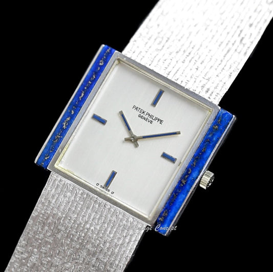 Patek Philippe Gondolo 18K White Gold Silver Dial Lapis Bezel 3578/1 Manual Wind