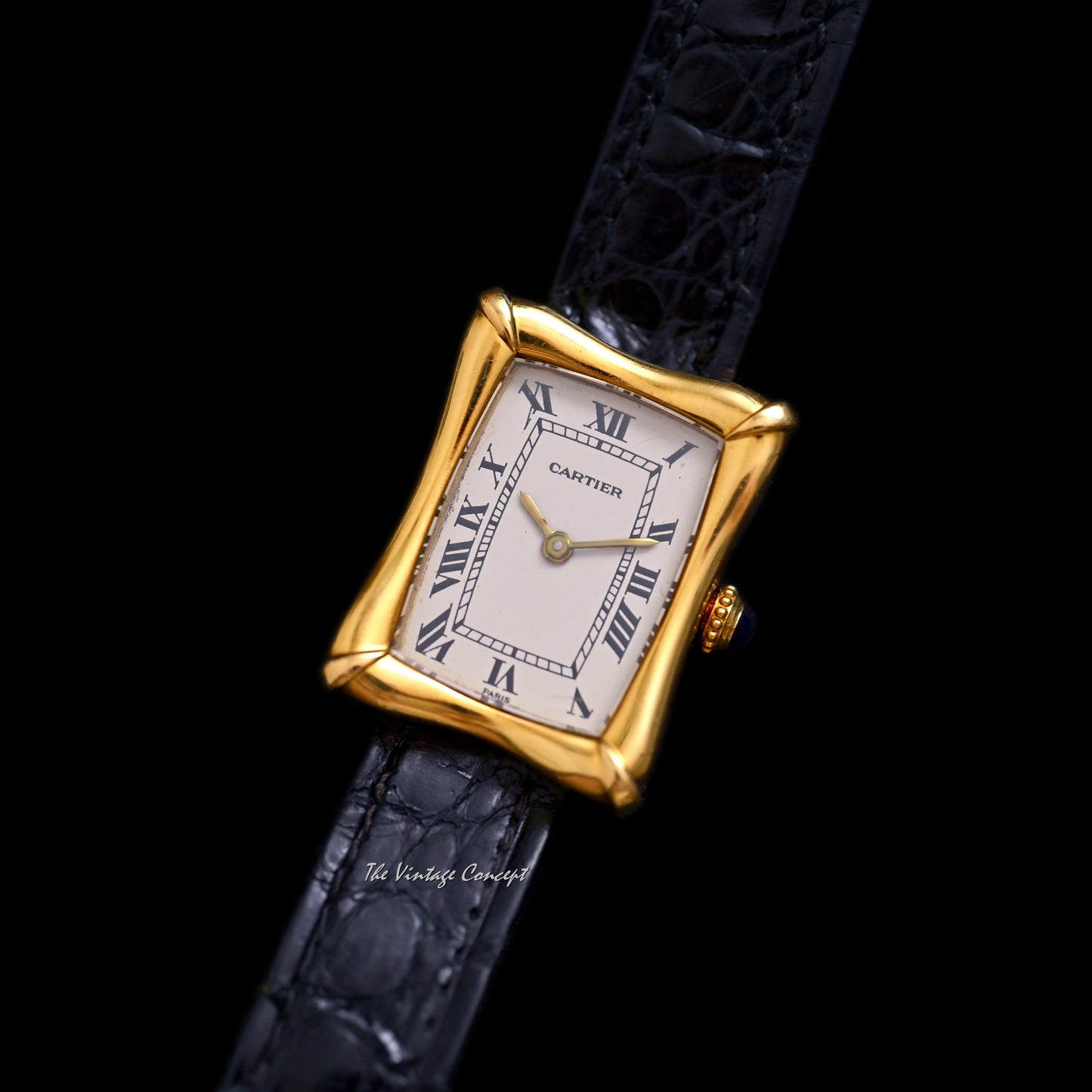 Cartier 18K Yellow Gold Bamboo Coussin SM Size Manual Ref. 78110