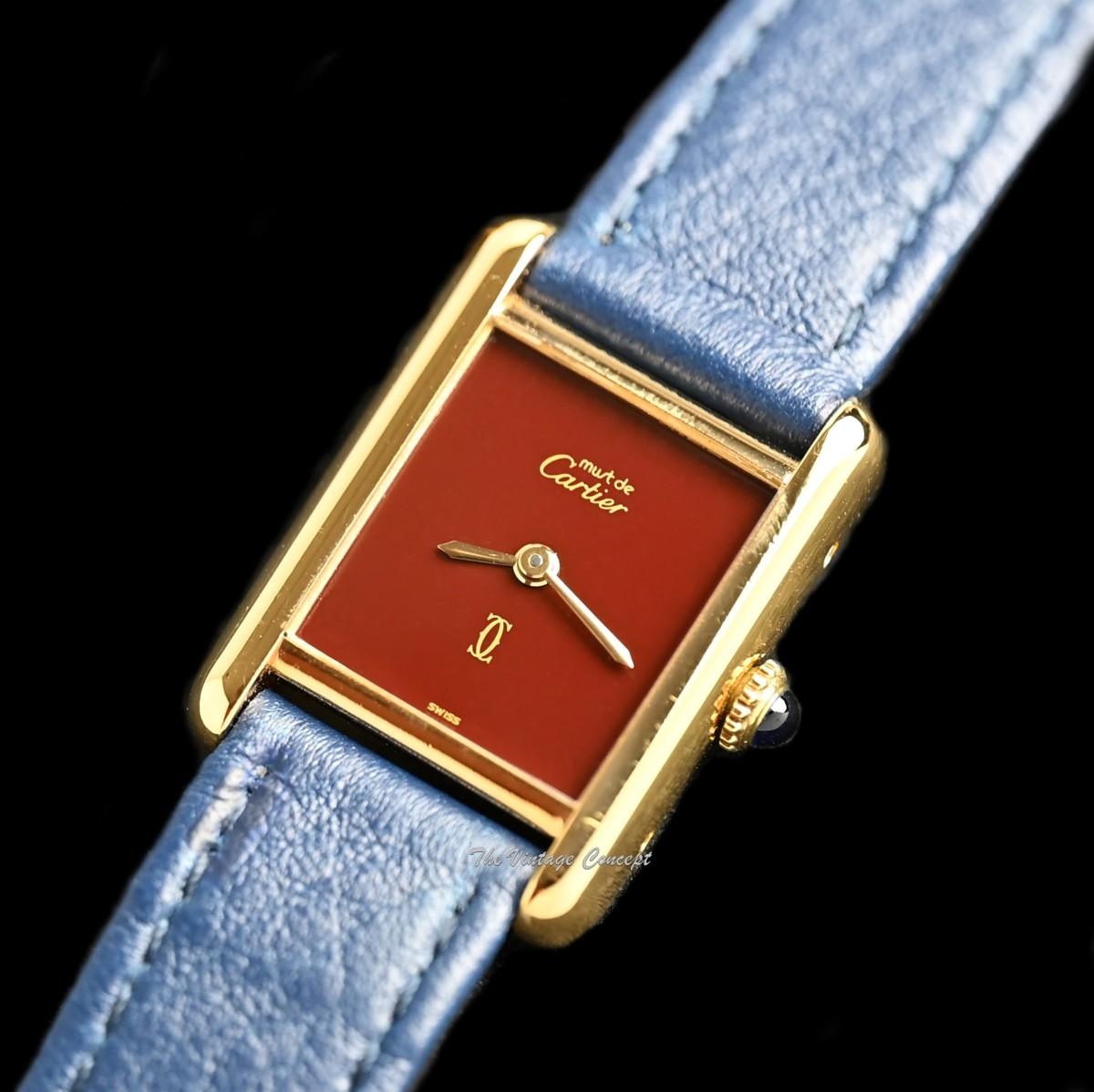 Cartier Gold Plated Tank Burgundy Dial (SOLD)