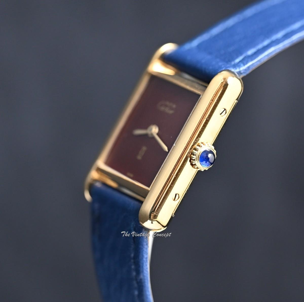 Cartier Gold Plated Tank Burgundy Dial (SOLD)