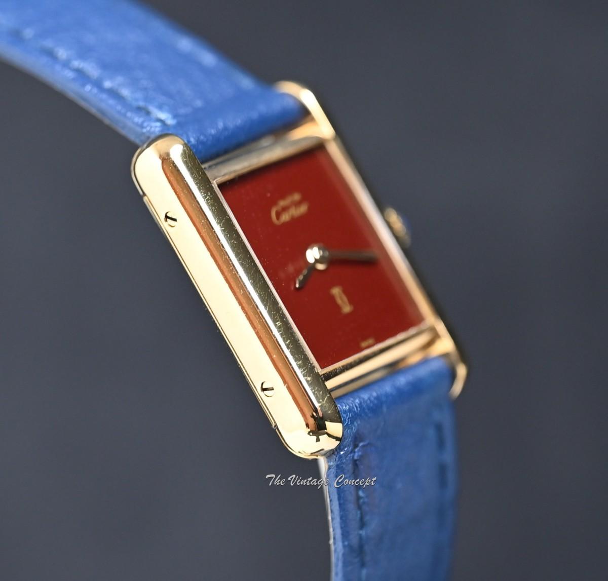 Cartier Gold Plated Tank Burgundy Dial (SOLD)