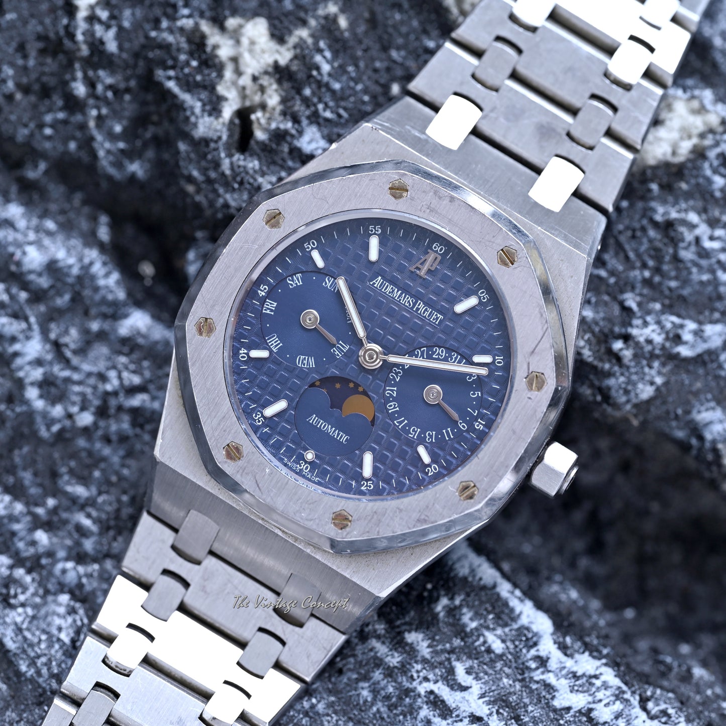 Audemars Piguet Steel Royal Oak Blue Dial with Day-Date Moonphase Automatic Ref. 25594 (SOLD)