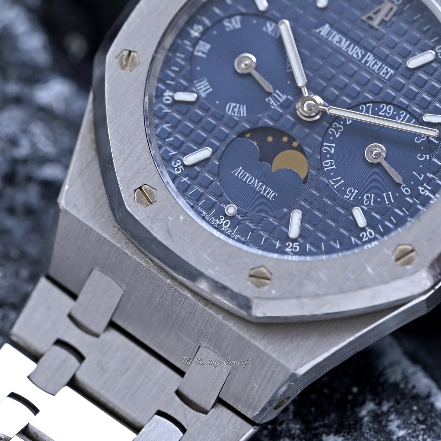Audemars Piguet Steel Royal Oak Blue Dial with Day-Date Moonphase Automatic Ref. 25594 (SOLD)