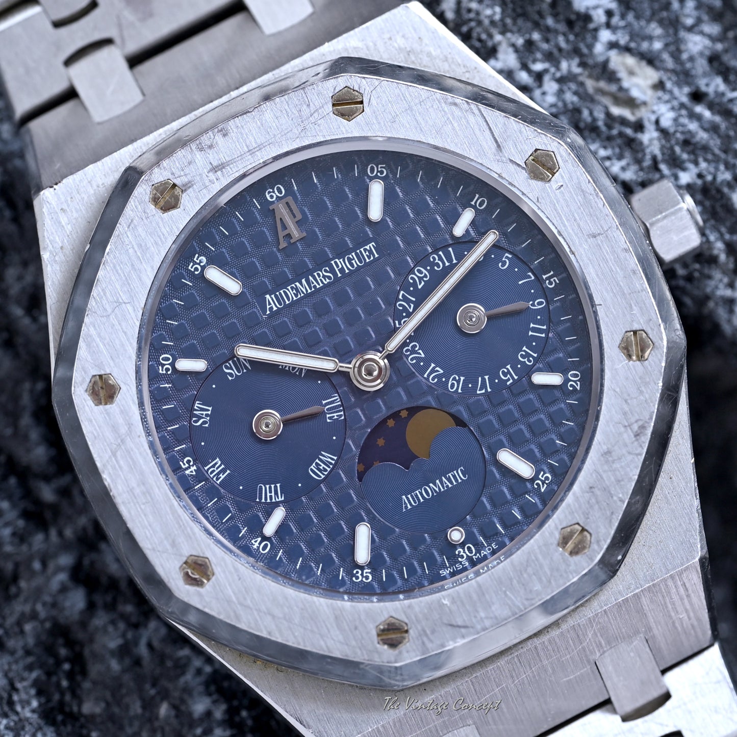 Audemars Piguet Steel Royal Oak Blue Dial with Day-Date Moonphase Automatic Ref. 25594 (SOLD)