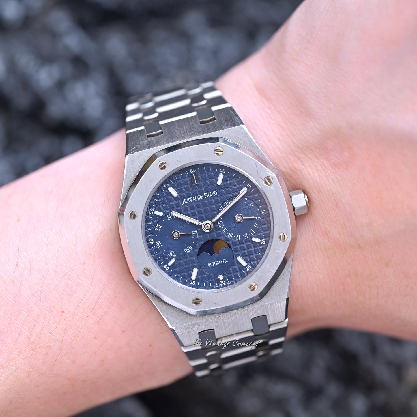 Audemars Piguet Steel Royal Oak Blue Dial with Day-Date Moonphase Automatic Ref. 25594 (SOLD)
