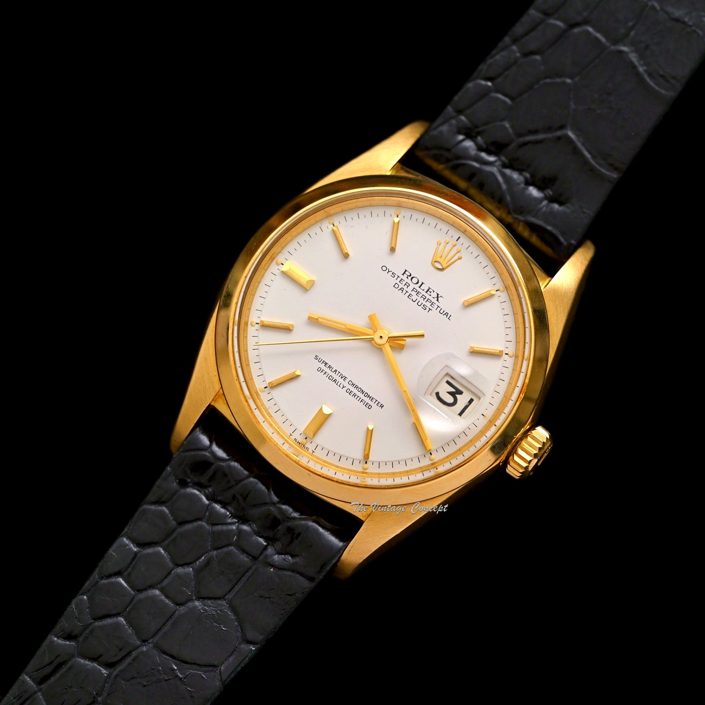 Rolex 18K Yellow Gold Datejust White Dial 1600  (SOLD)