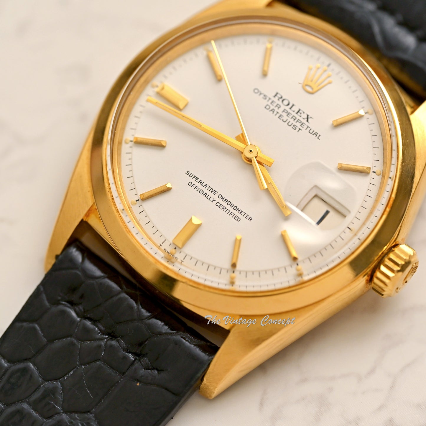 Rolex 18K Yellow Gold Datejust White Dial 1600  (SOLD)