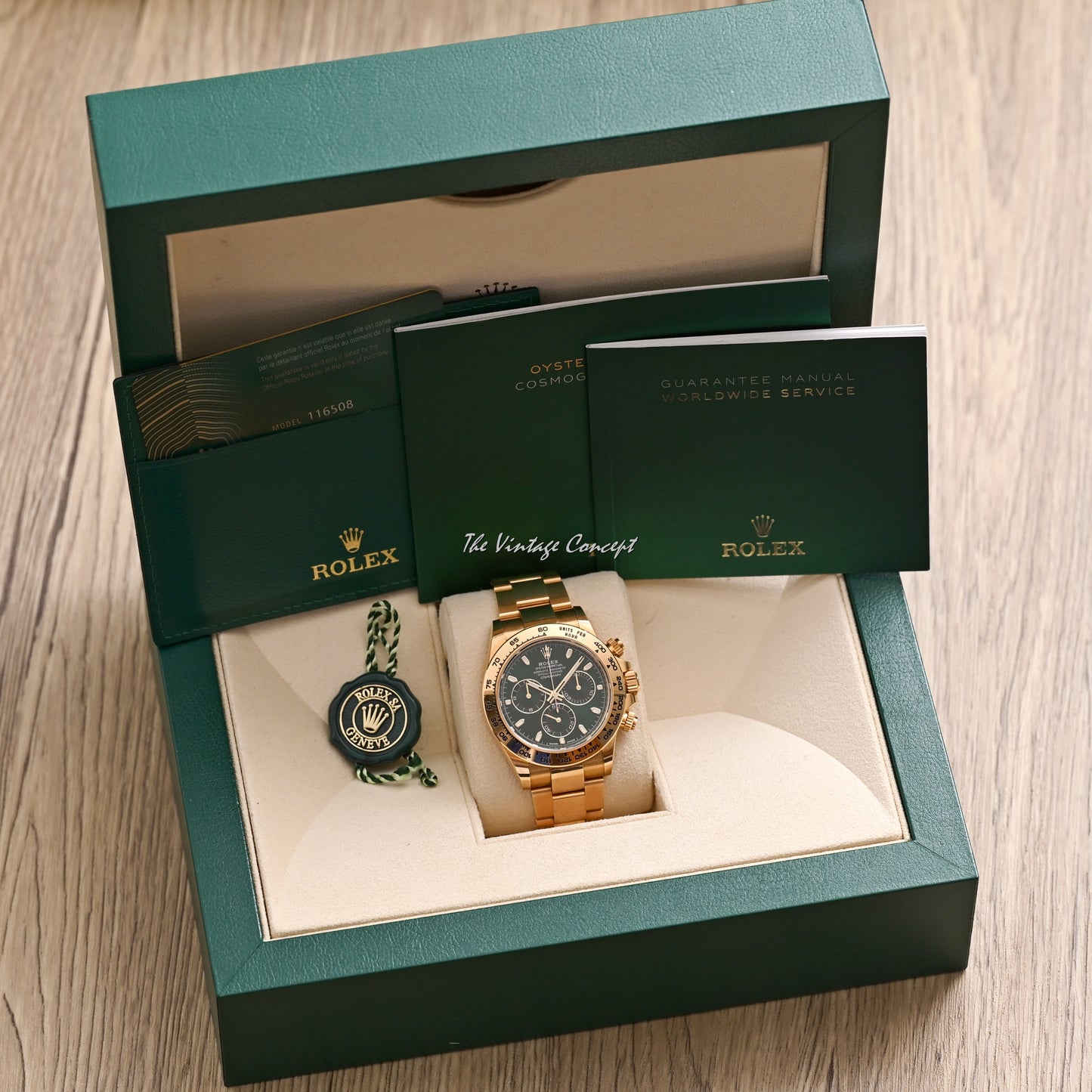 Rolex 18K Yellow Gold Daytona Green Dial “John Mayer” w/ full set Ref. 116508