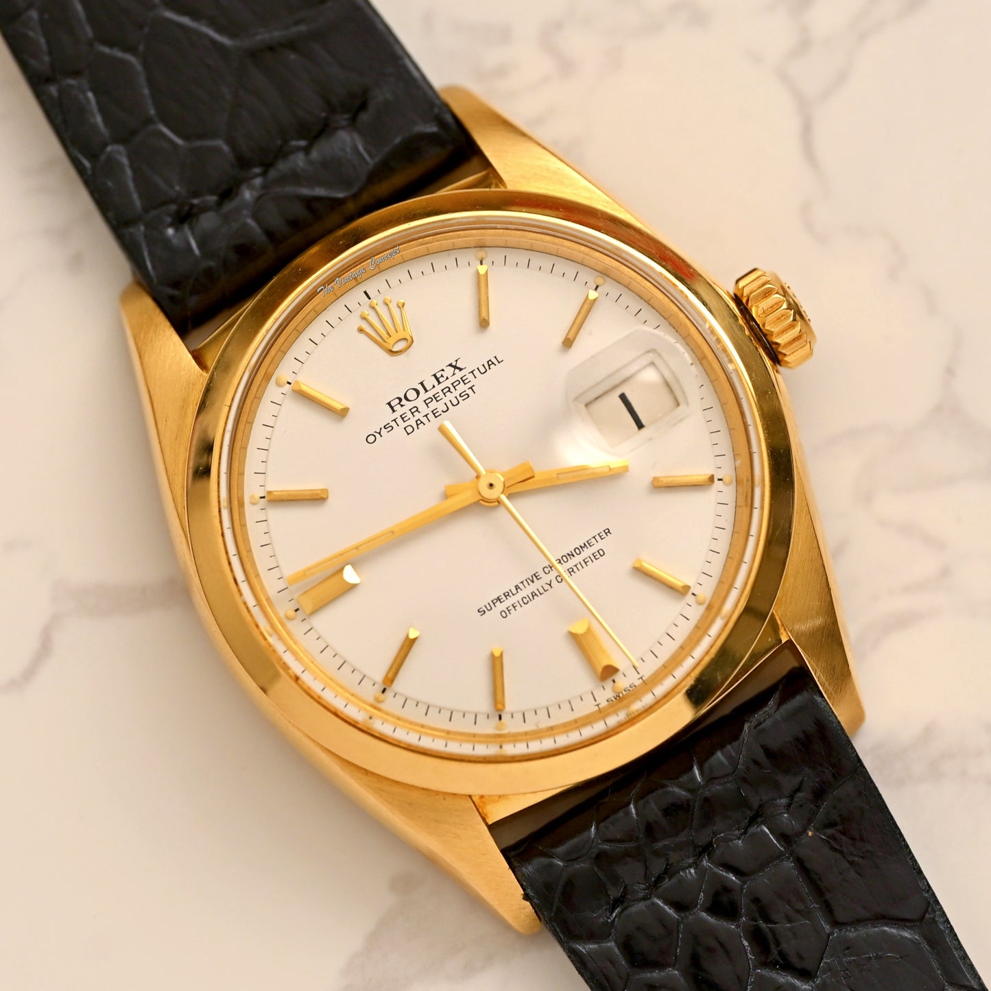 Rolex 18K Yellow Gold Datejust White Dial 1600  (SOLD)