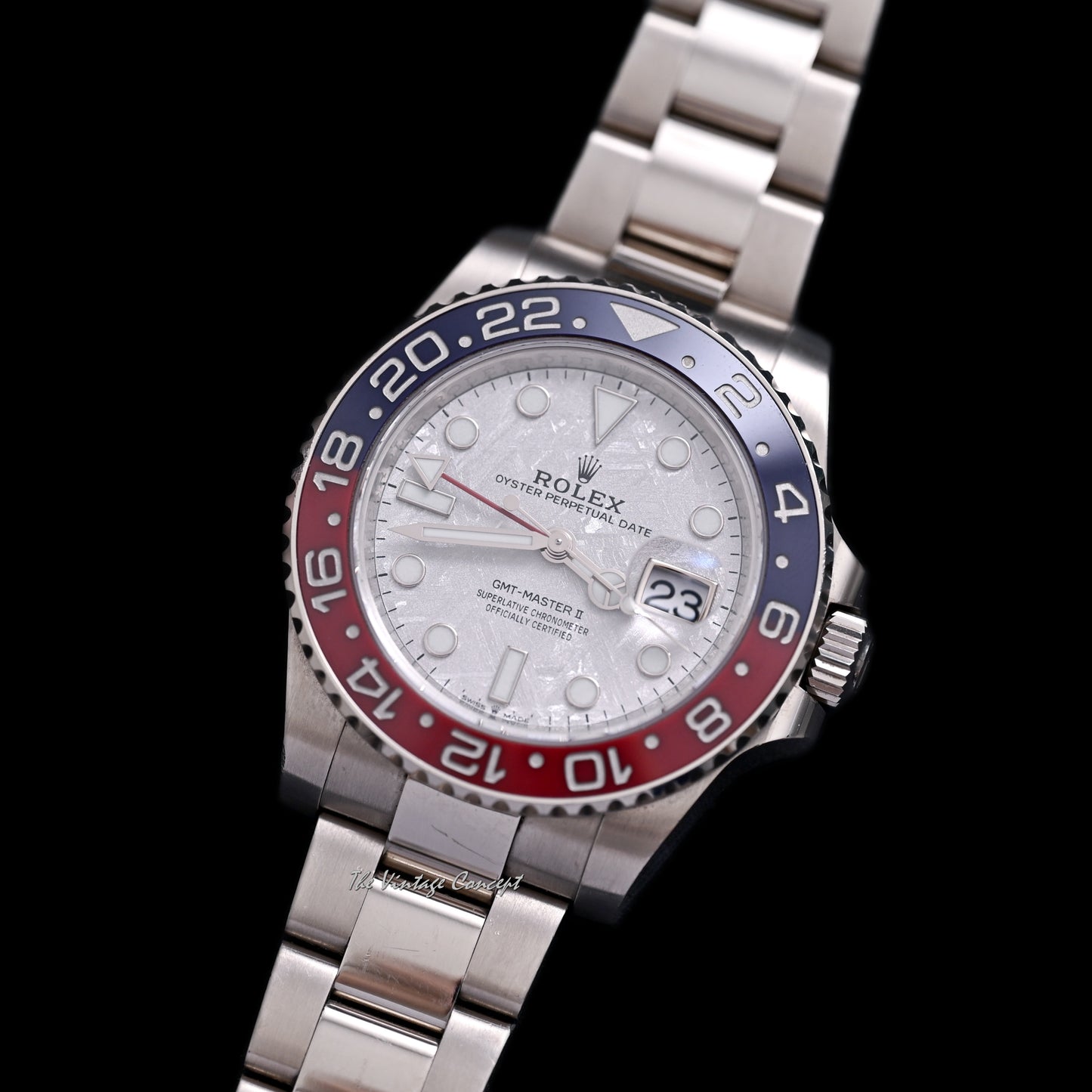 Rolex 18K White Gold GMT-Master II “Pepsi” Meteorite Dial from 2021 w/ full set Ref. 126719BLNO