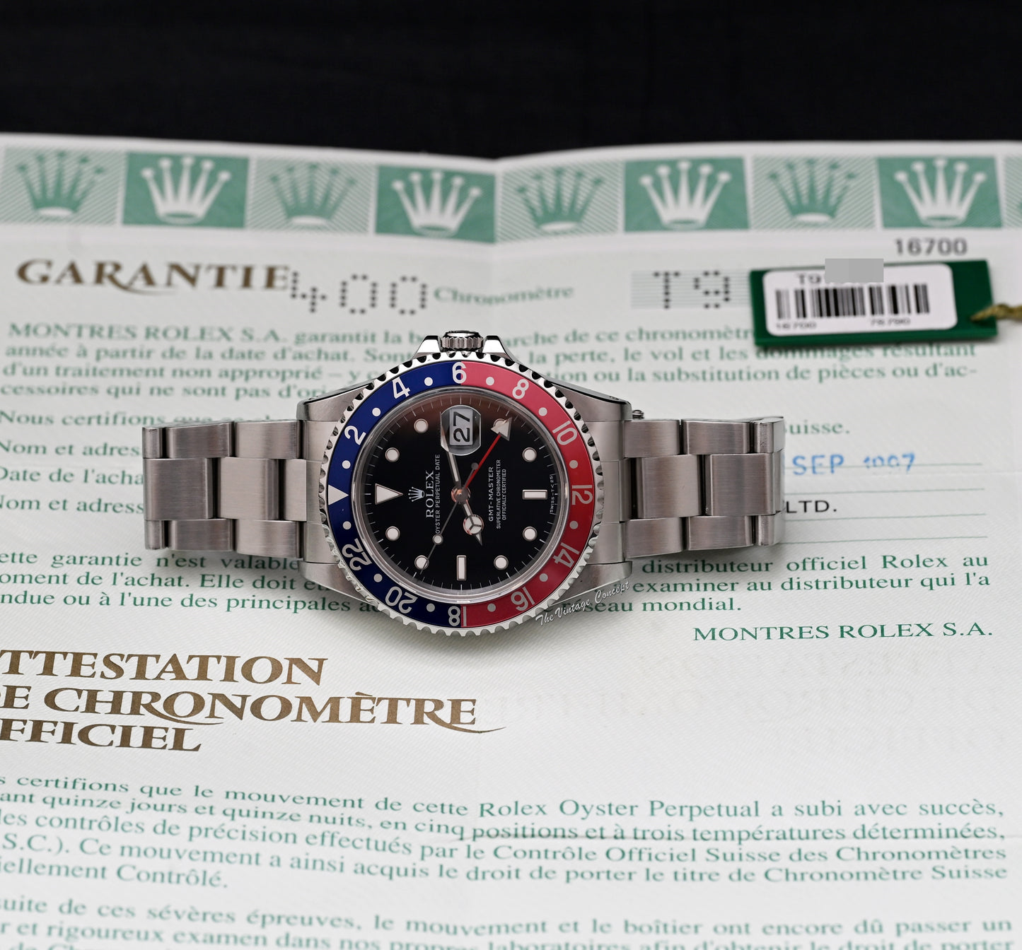 Rolex GMT-Master Pepsi 16700 w/Paper & Tag