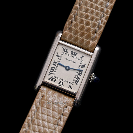 Cartier 18k White Gold Tank Paris Dial SM Size Manual Ref. 78087