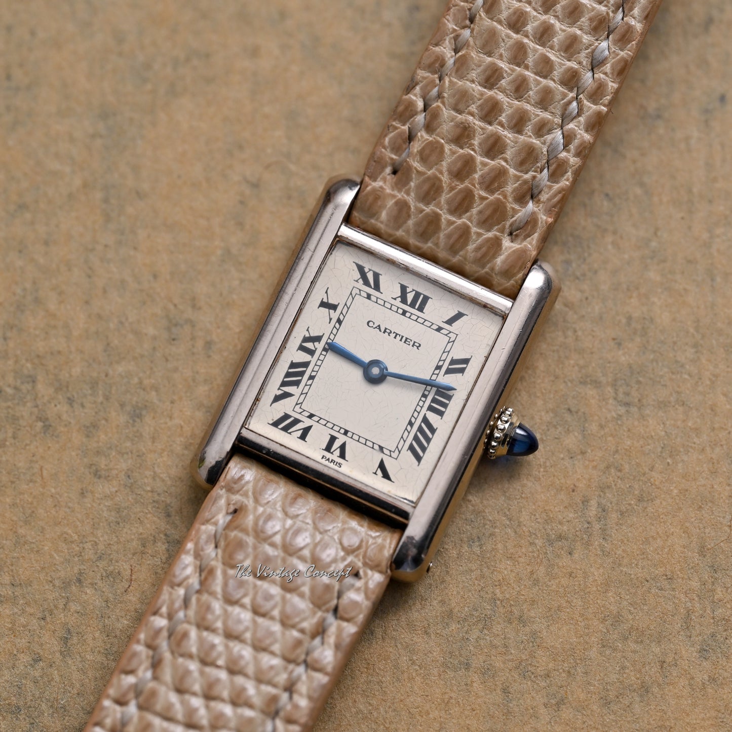 Cartier 18k White Gold Tank Paris Dial SM Size Manual Ref. 78087