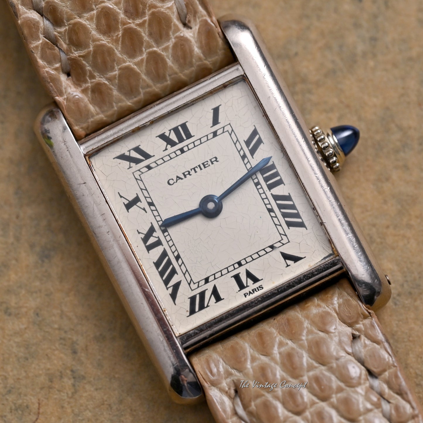 Cartier 18k White Gold Tank Paris Dial SM Size Manual Ref. 78087