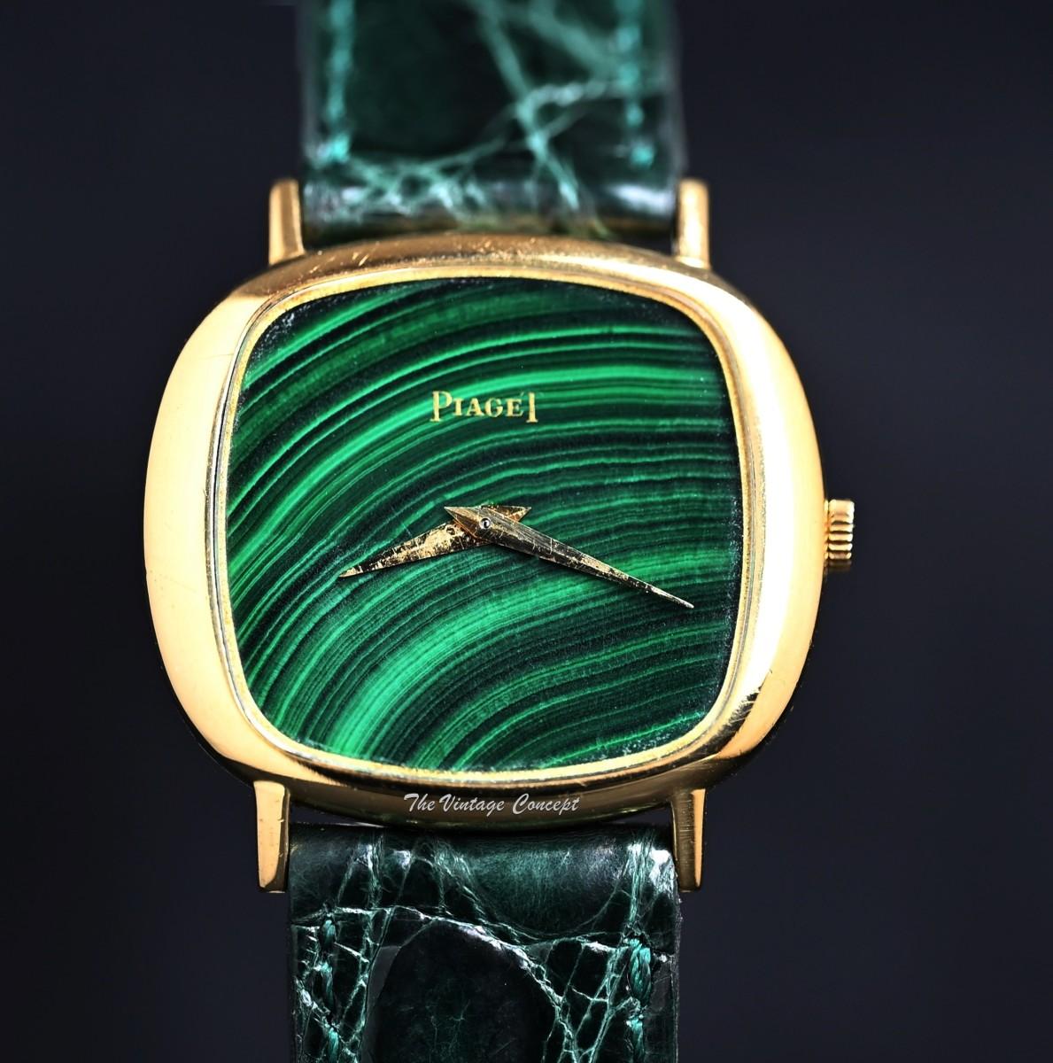 Piaget 18K Yellow Gold Cushion Malachite Stone Dial Manual Wind 9453