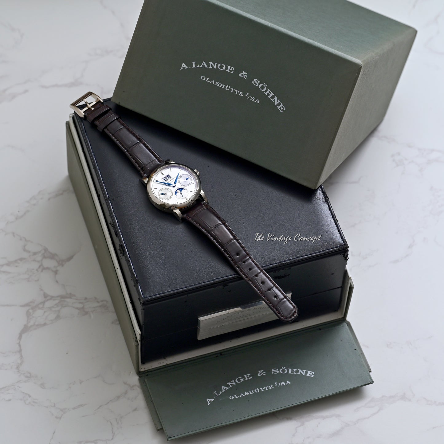 A.Lange&Söhne 18K White Gold Saxonia Annual Calendar w/ Full set Ref. 330.026 E / LS3303AP