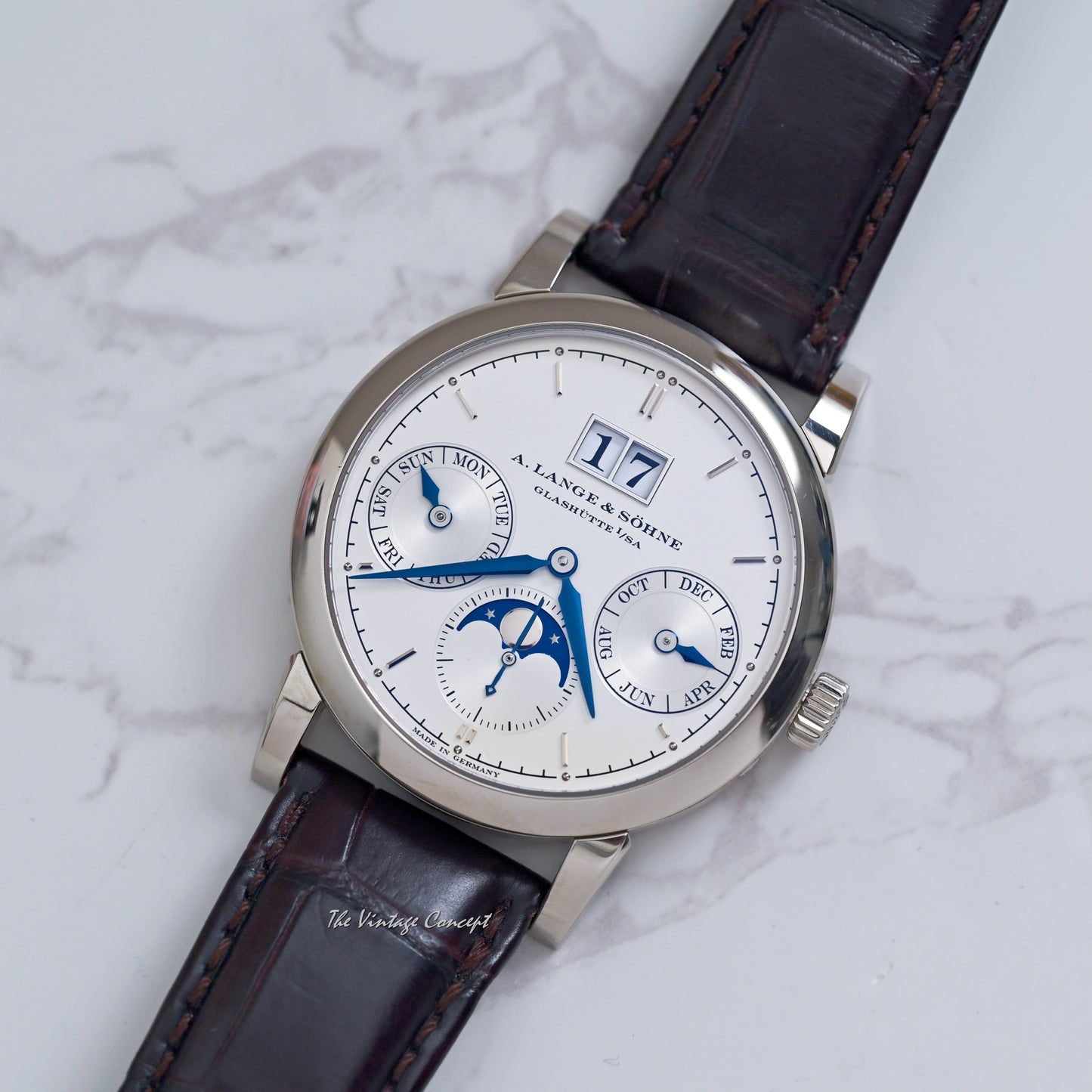 A.Lange&Söhne 18K White Gold Saxonia Annual Calendar w/ Full set Ref. 330.026 E / LS3303AP