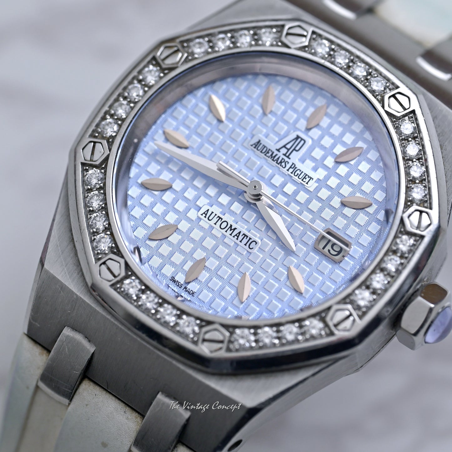 Audemars Piguet Steel Royal Oak Ice Blue Dial with Diamond Bezel Automatic Ref. 77321