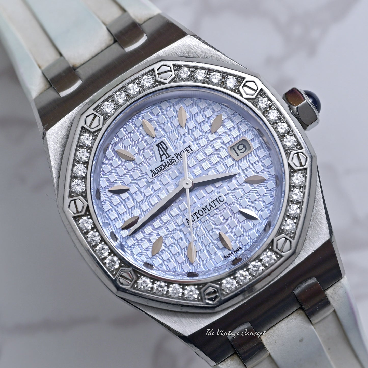 Audemars Piguet Steel Royal Oak Ice Blue Dial with Diamond Bezel Automatic Ref. 77321