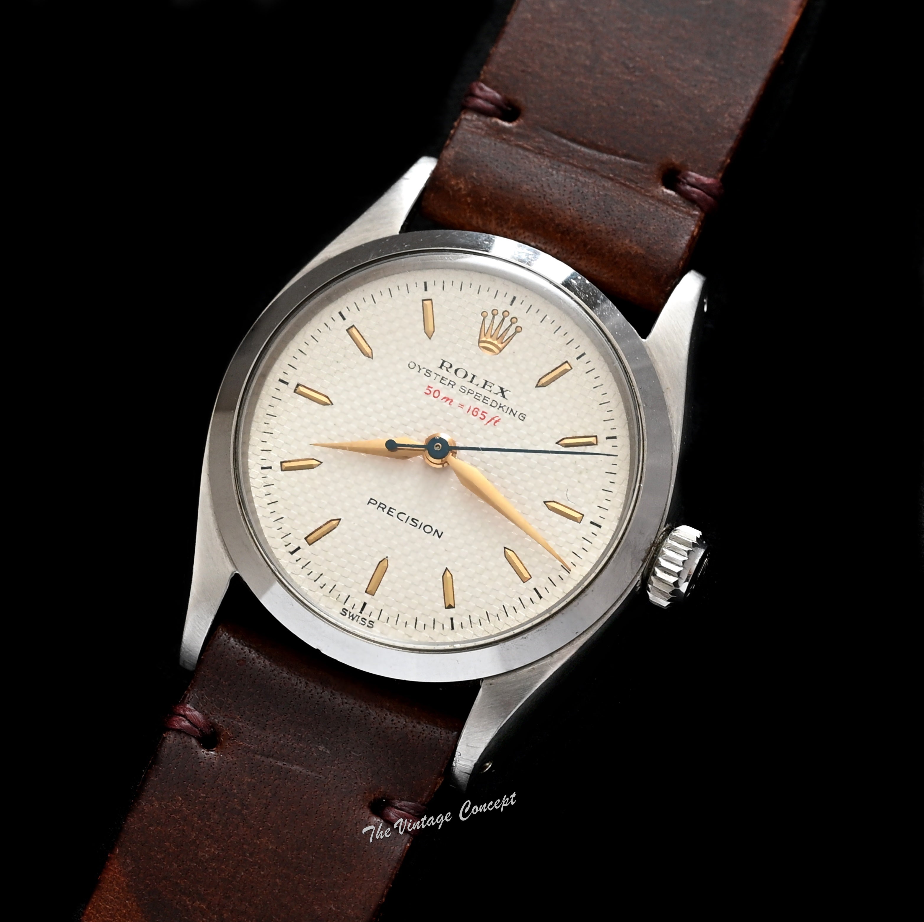 Rolex Oyster Speedking Manual Red Depth Honeycomb Dial 6420 The Vintage Concept