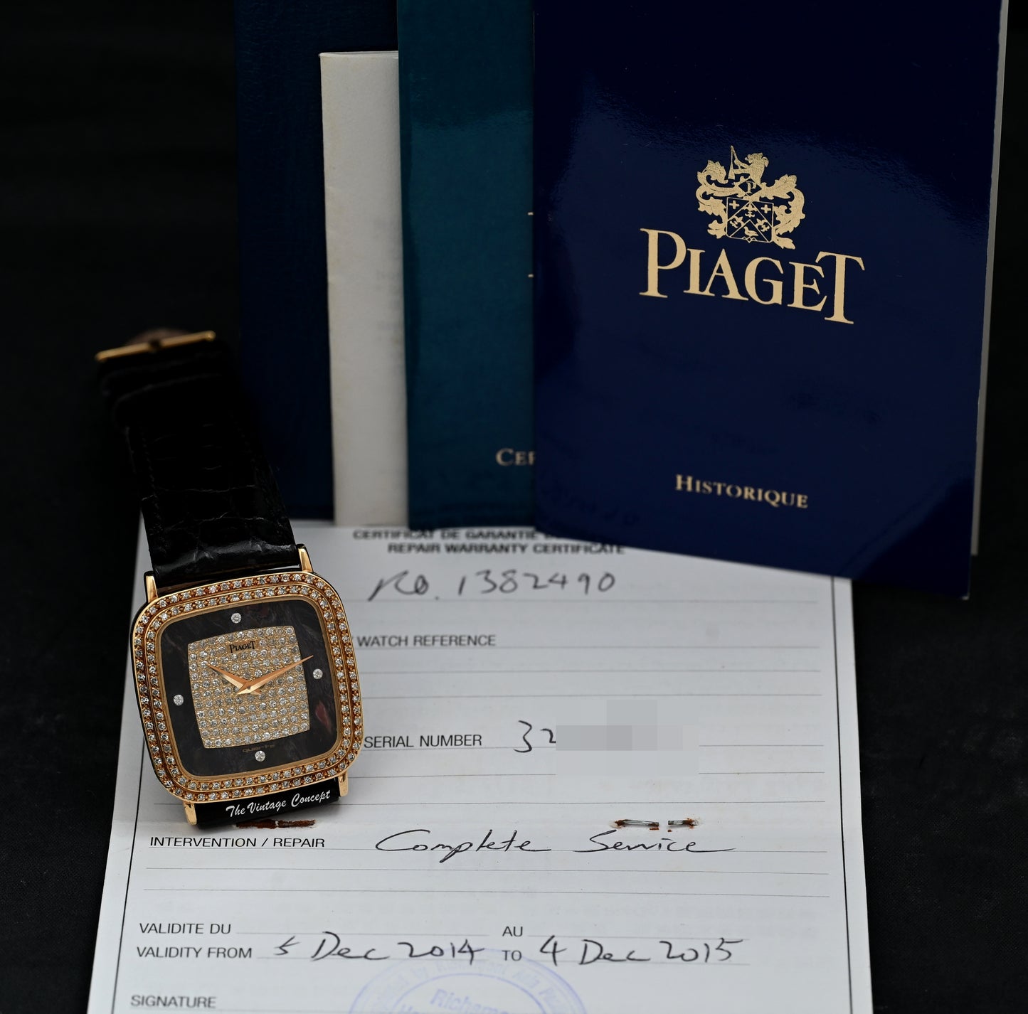 Piaget 18K YG Natural Stone Dial Diamond Bezel Quartz 7710 w/Guarantee & Repair Invoice  (ON HOLD)