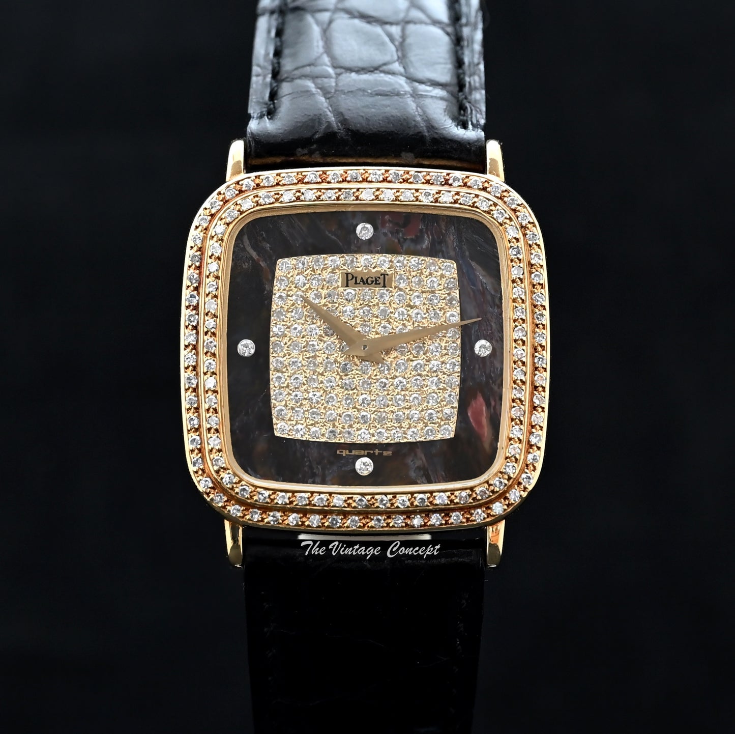 Piaget 18K YG Natural Stone Dial Diamond Bezel Quartz 7710 w/Guarantee & Repair Invoice  (ON HOLD)