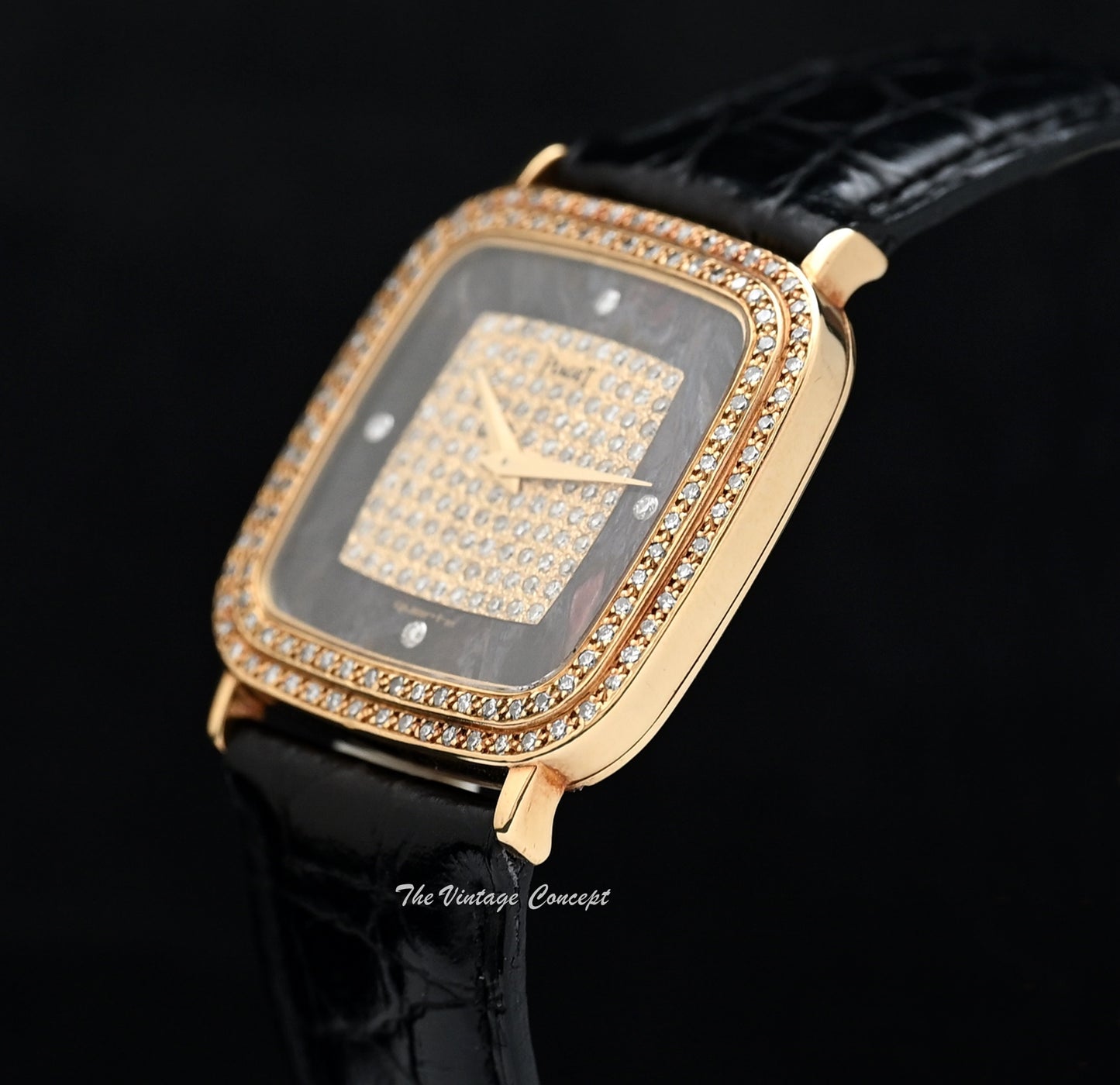 Piaget 18K YG Natural Stone Dial Diamond Bezel Quartz 7710 w/Guarantee & Repair Invoice  (ON HOLD)