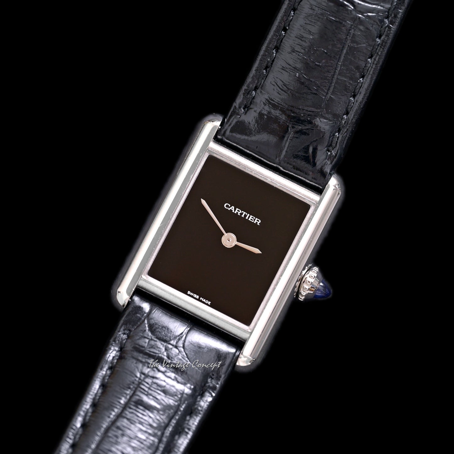 Cartier Steel Tank with Black Dial Quartz Ref. 4322