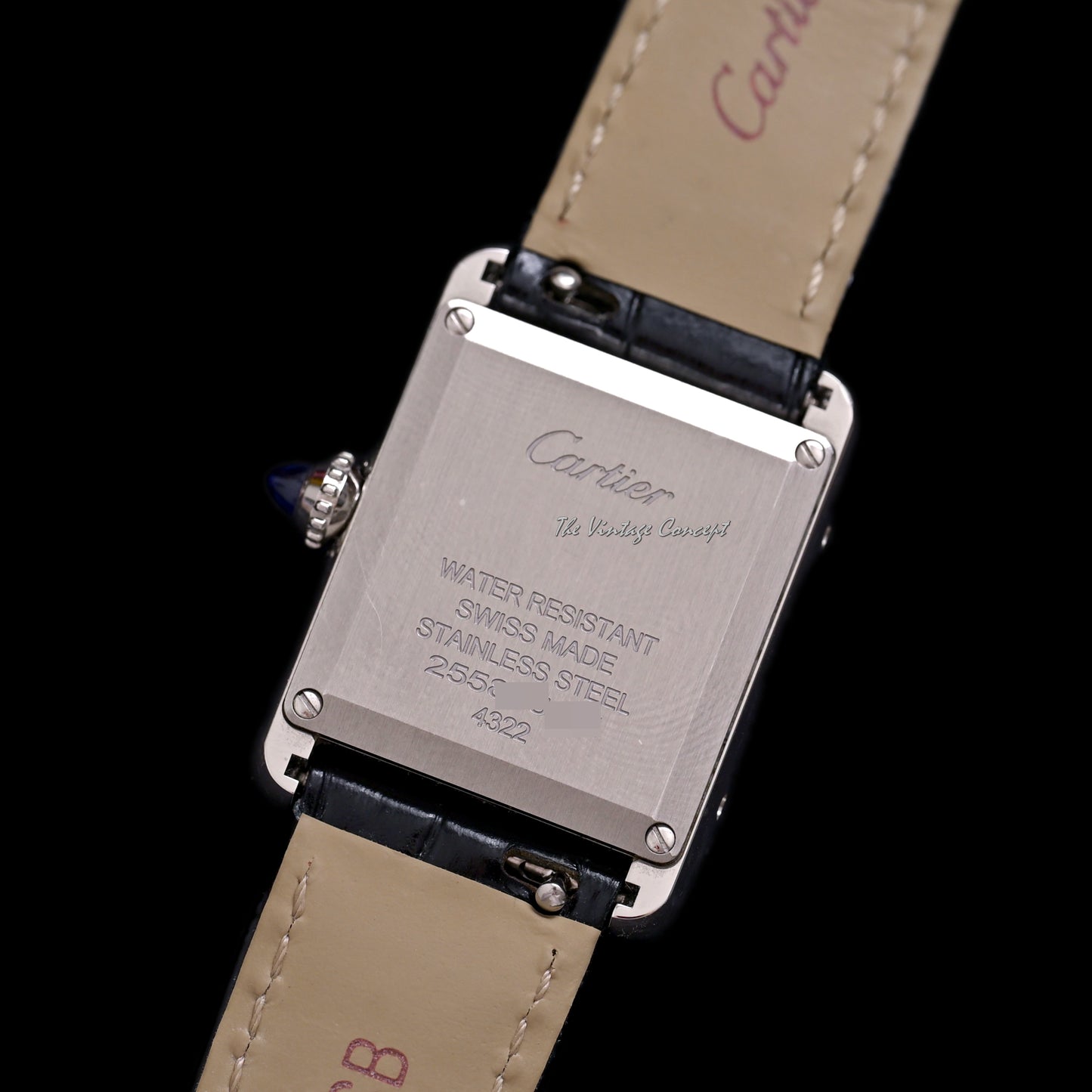 Cartier Steel Tank with Black Dial Quartz Ref. 4322