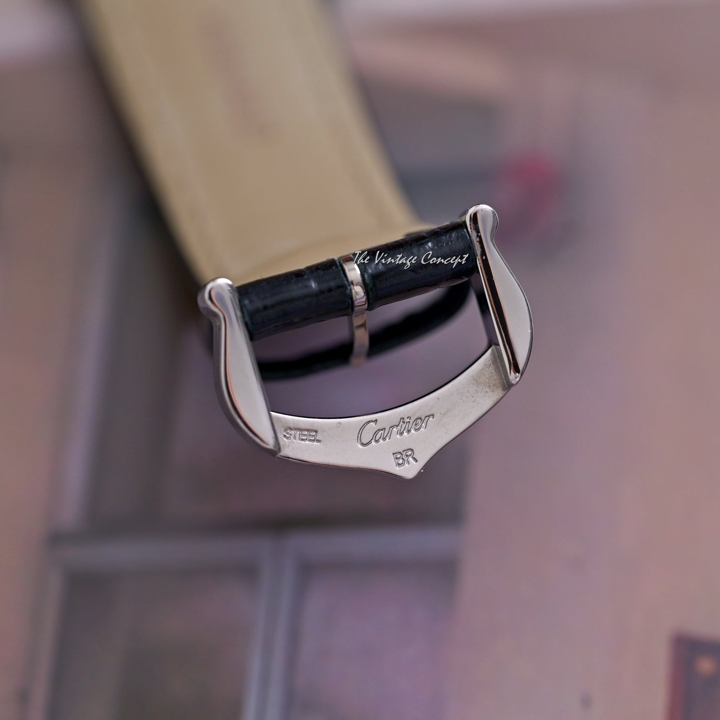 Cartier Steel Tank with Black Dial Quartz Ref. 4322