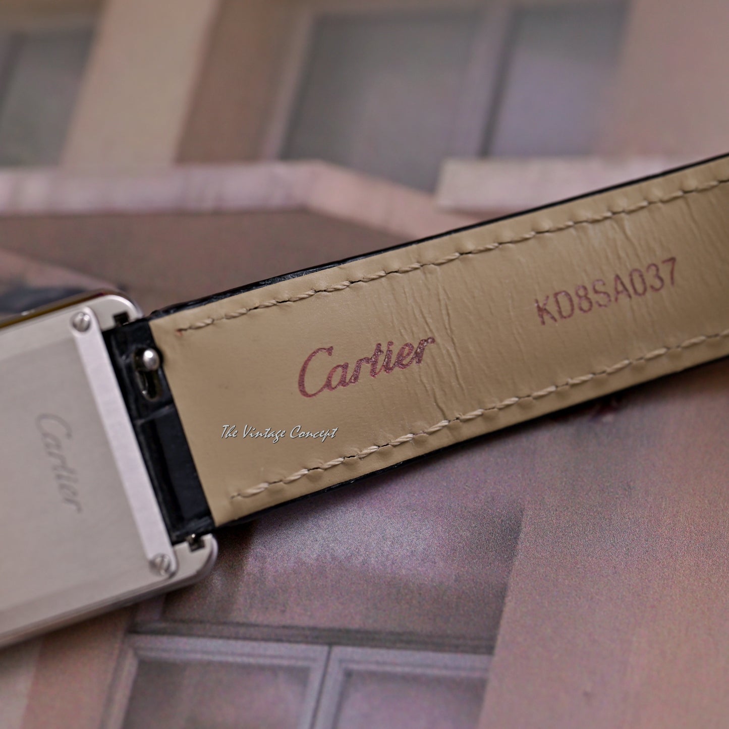 Cartier Steel Tank with Black Dial Quartz Ref. 4322
