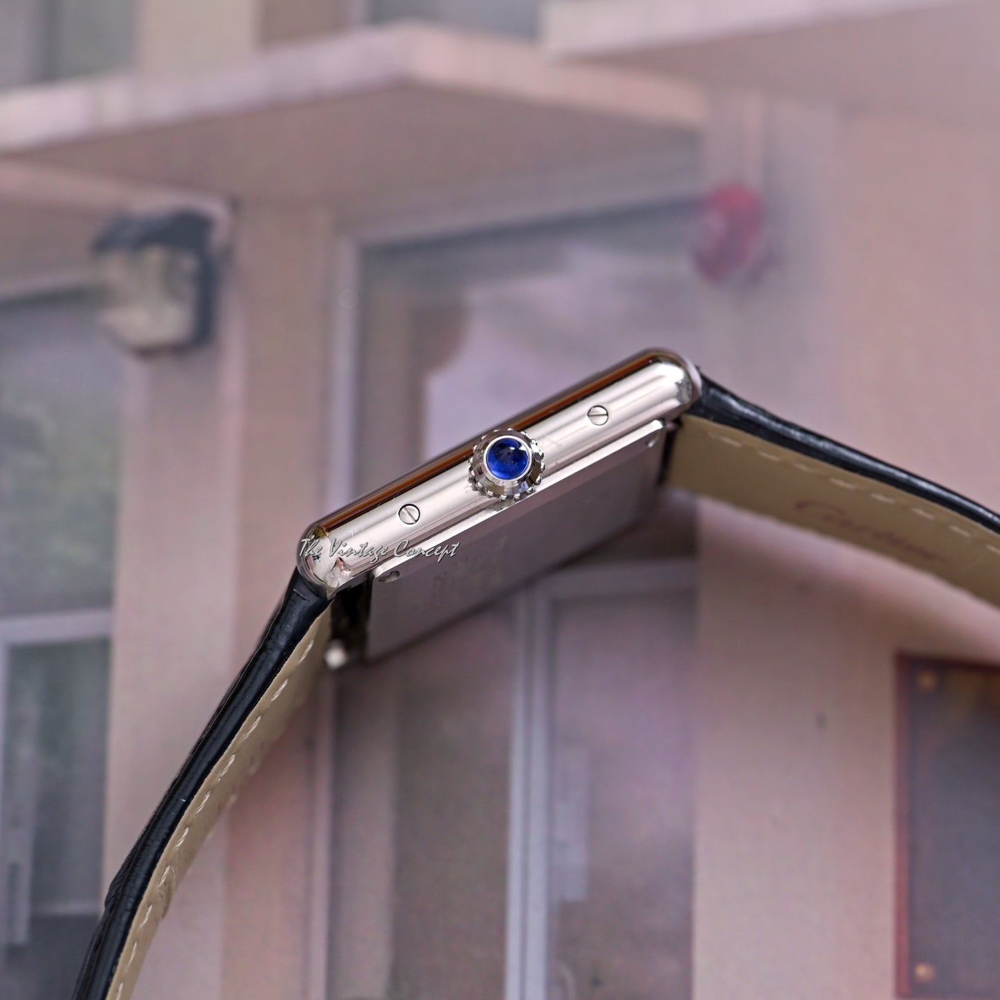 Cartier Steel Tank with Black Dial Quartz Ref. 4322