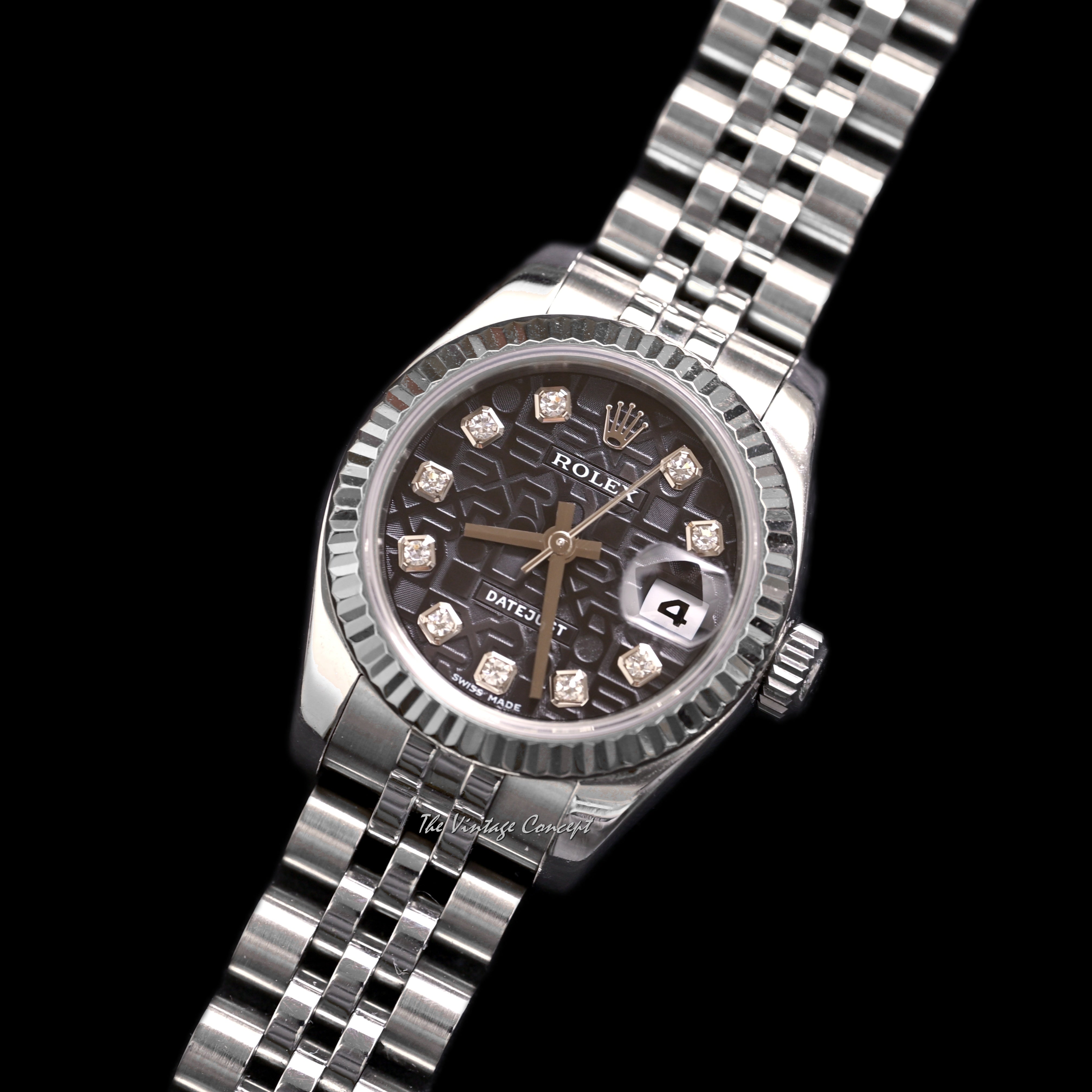 Computer Watch Dial Rolex Lady Datejust Black Computer Dial with Diamond Indexes w/ paper ...