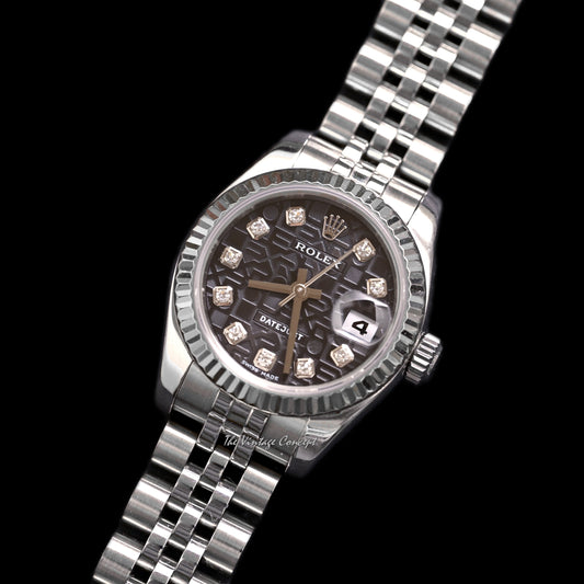 Rolex Lady Datejust Black Computer Dial with Diamond Indexes w/ paper Ref. 179174