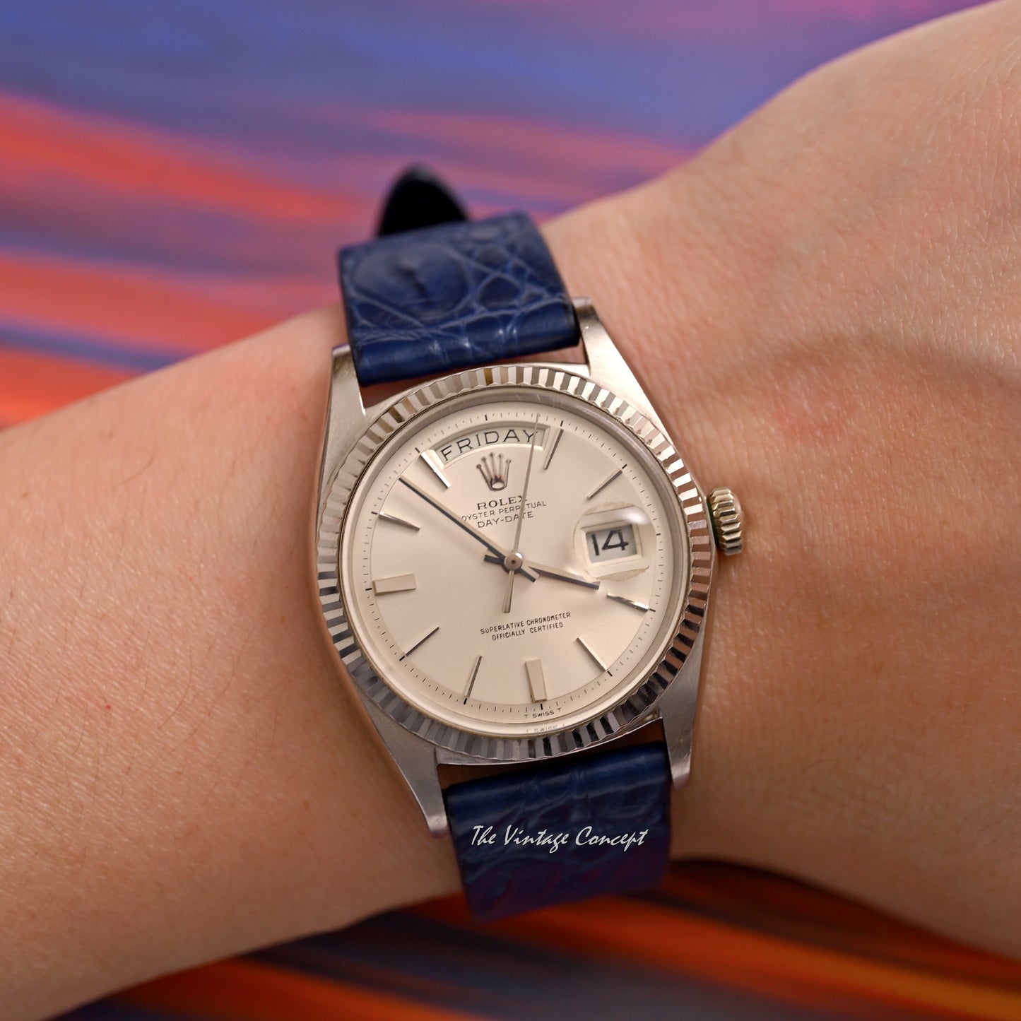 Rolex 18K White Gold Day-Date Silver Dial Ref. 1803 (Head Only)