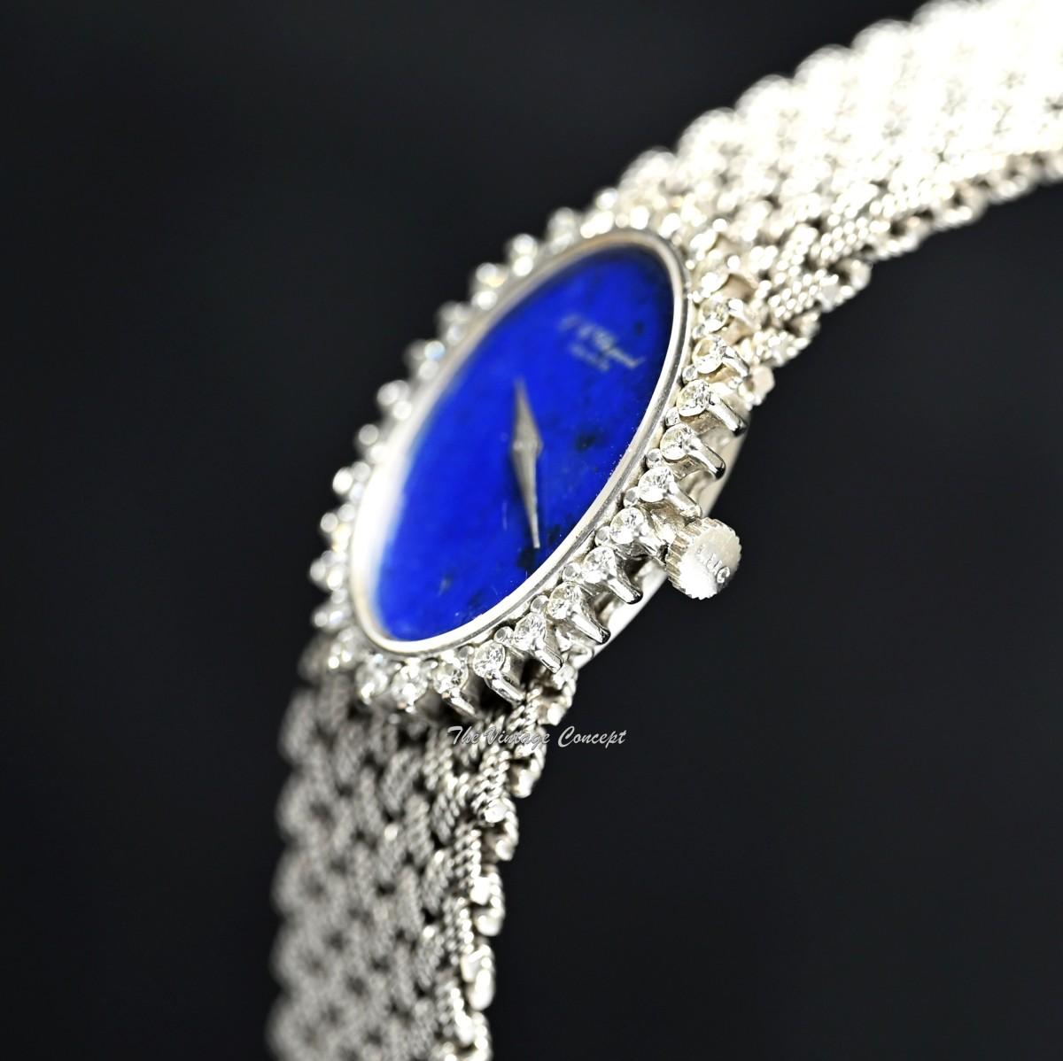 L.U.Chopard 18K White Gold Lapis Dial Manual Wind Cocktail Watch