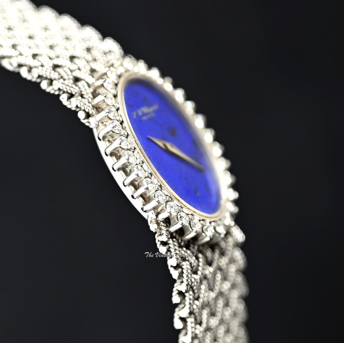 L.U.Chopard 18K White Gold Lapis Dial Manual Wind Cocktail Watch