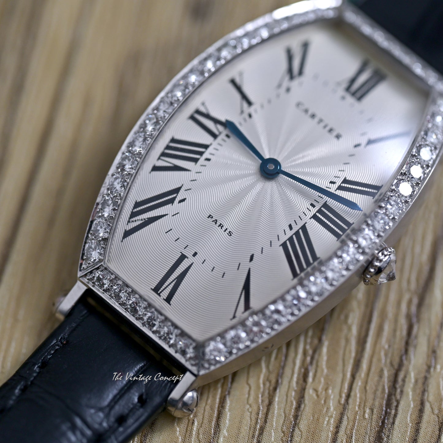 Cartier 18K White Gold Jumbo Tonneau Diamond Bezel w/Cartier Service Paper  (SOLD)