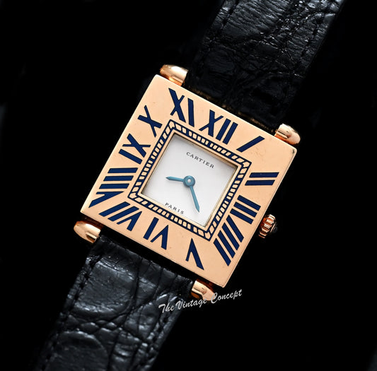 Cartier 18K Yellow Gold Square Montre Quadrant Quartz with Cartier Service Paper