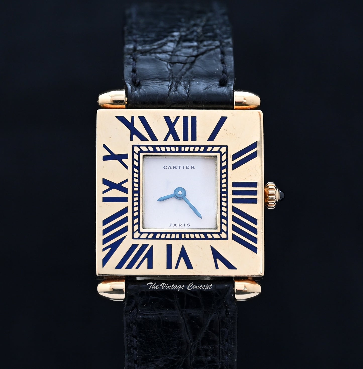 Cartier 18K Yellow Gold Square Montre Quadrant Quartz with Cartier Service Paper