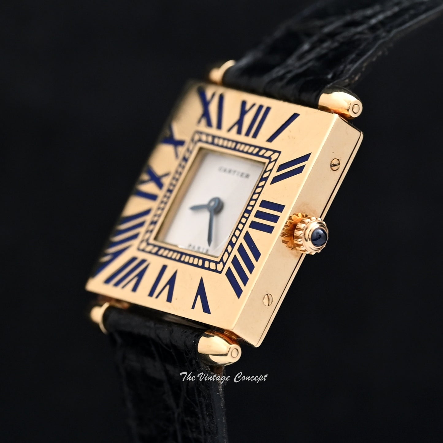 Cartier 18K Yellow Gold Square Montre Quadrant Quartz with Cartier Service Paper