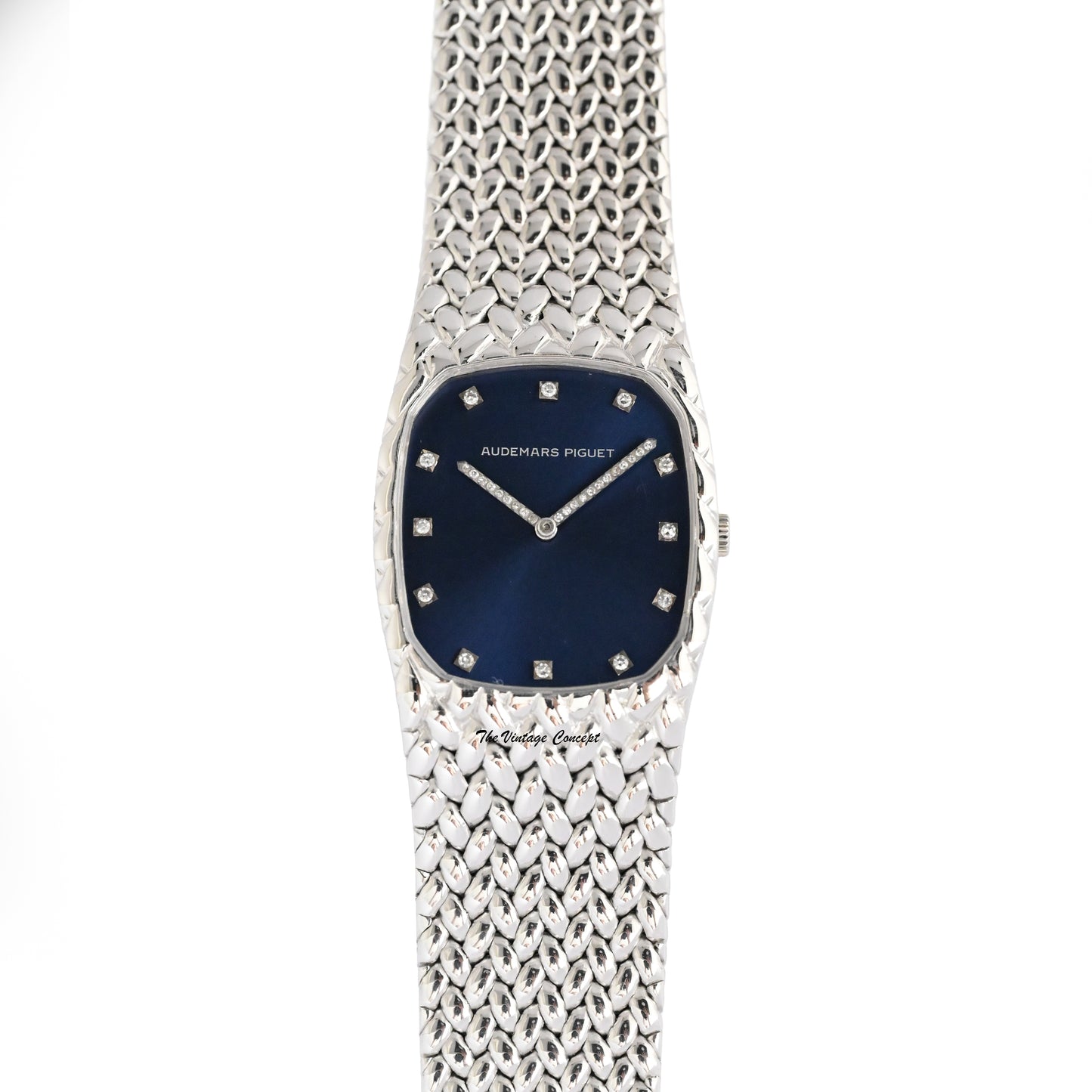 Audemars Piguet 18K White Gold Blue Dial Diamond Index