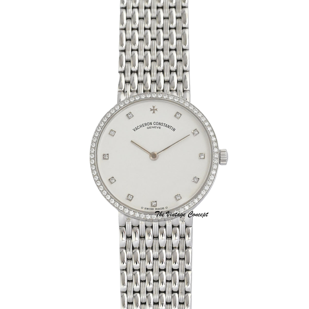 Vacheron  Constantin 18K White Gold Manual Bracelet Watch Diamond indexes