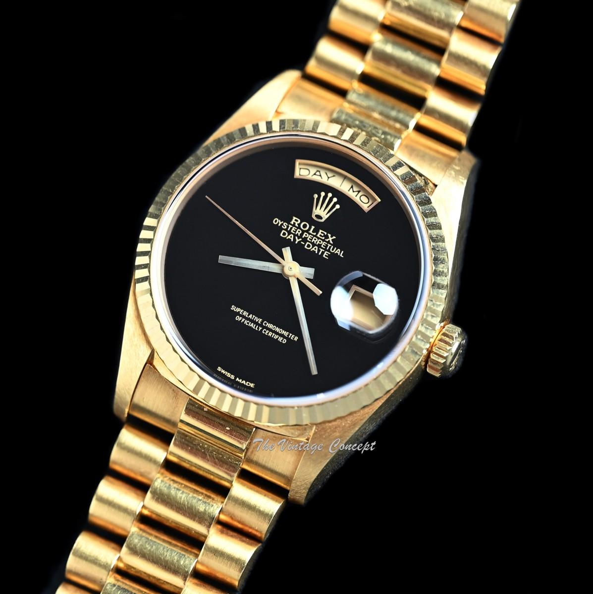 Rolex Day-Date 18K Yellow Gold Onyx Dial 18238 w/ Box