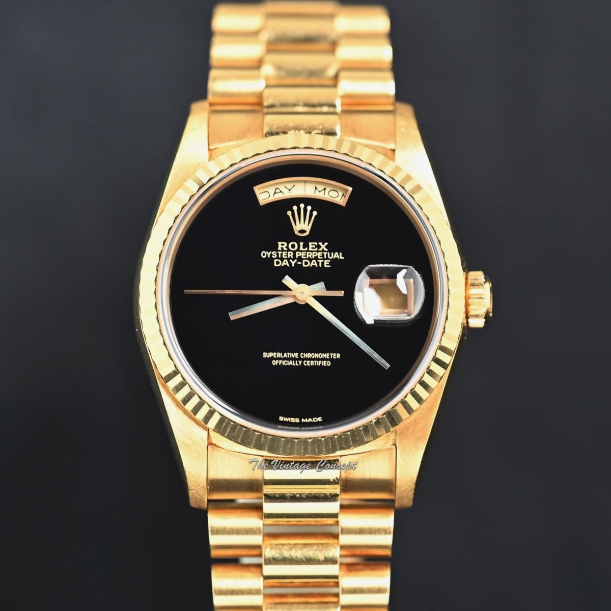 Rolex Day-Date 18K Yellow Gold Onyx Dial 18238 w/ Box