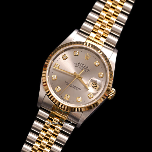 Rolex Two-Tone Datejust Grey Dial w/ Diamond Indexes Ref. 16233  (SOLD)