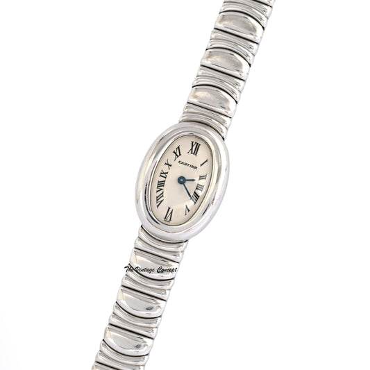 Cartier 18K White Gold Baignoire Mini Quartz w/ Box & Pin